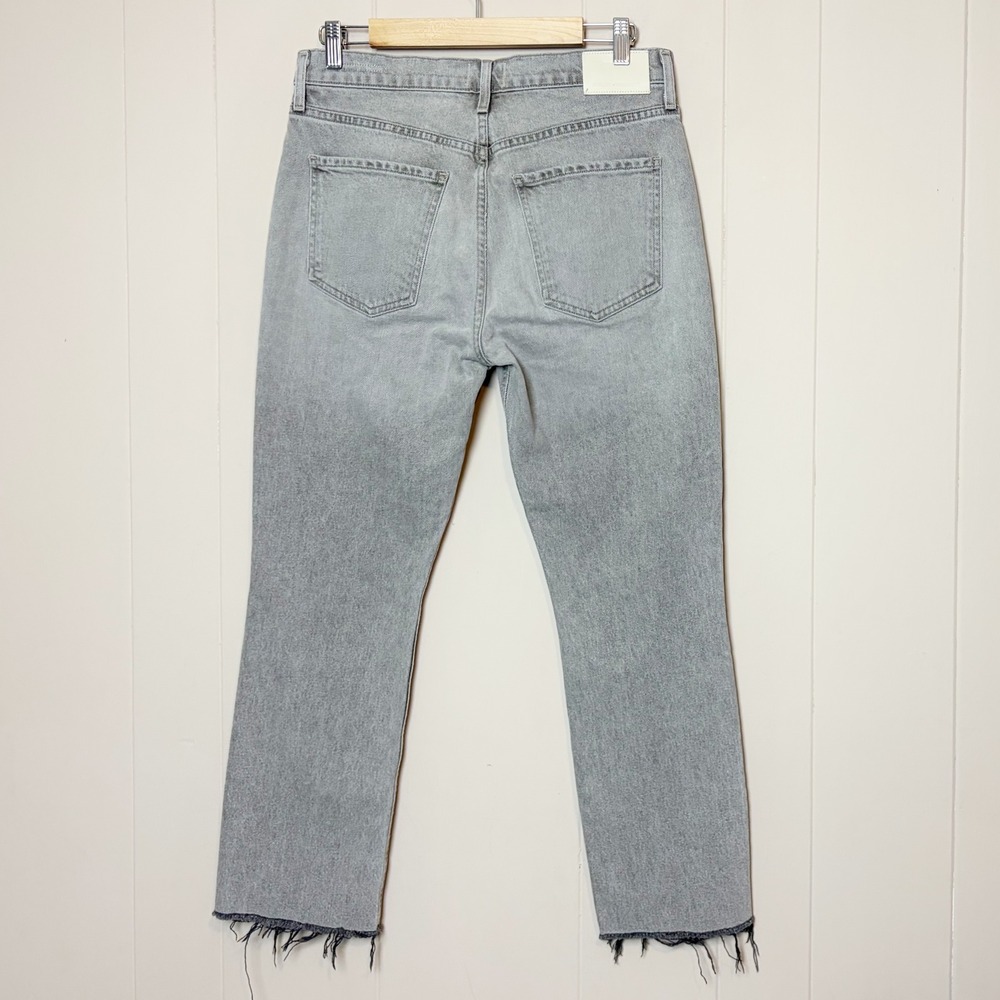 Citizens of Humanity Isola Straight Cropped Jeans 28 Faded Grey Raw Hem Frayed - Picture 6 of 10